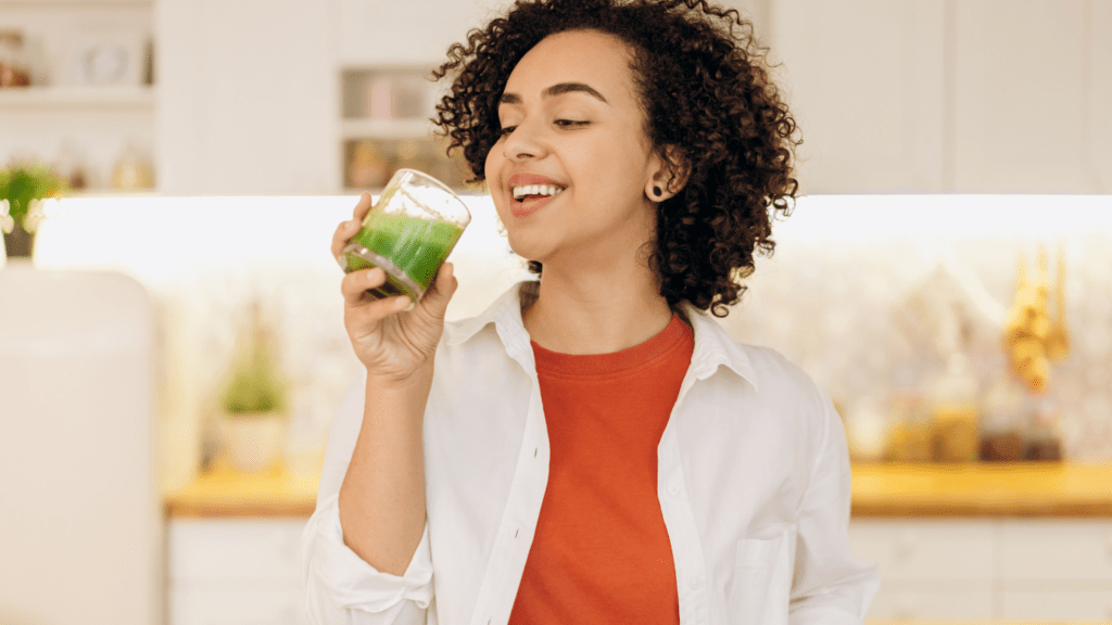 Woman drinking natural detox