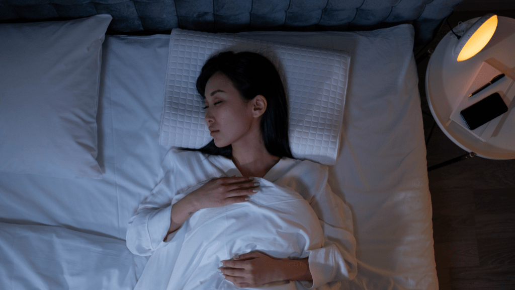 Woman sleeping at night