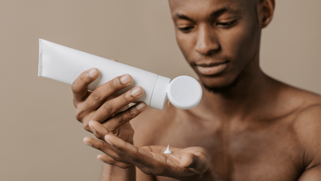 Man using face cream