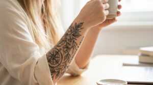 meaningful female classy half sleeve tattoo
